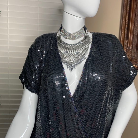 Black Sequence Dress 1920’s Style Size 8 - Picture 16 of 16